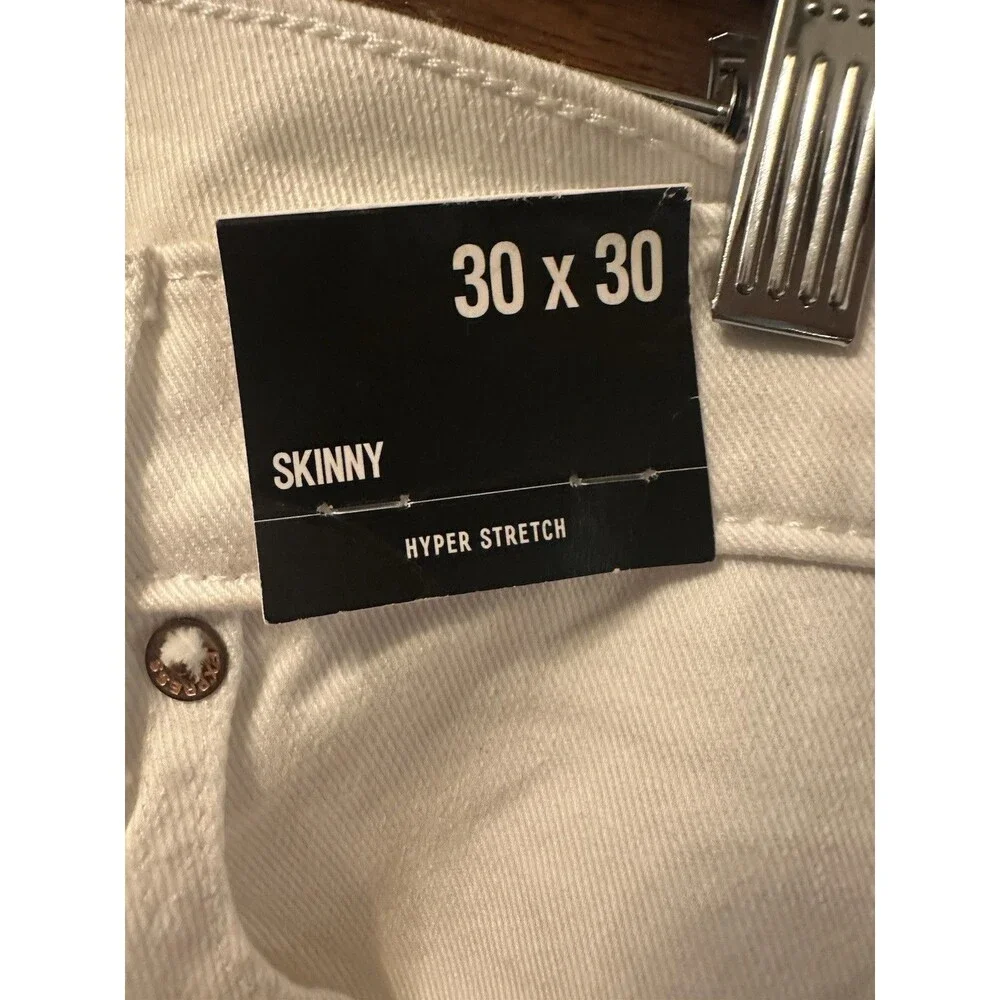 Express Men’s Skinny Fit White Denim Jeans Stretch 5-Pocket Solid